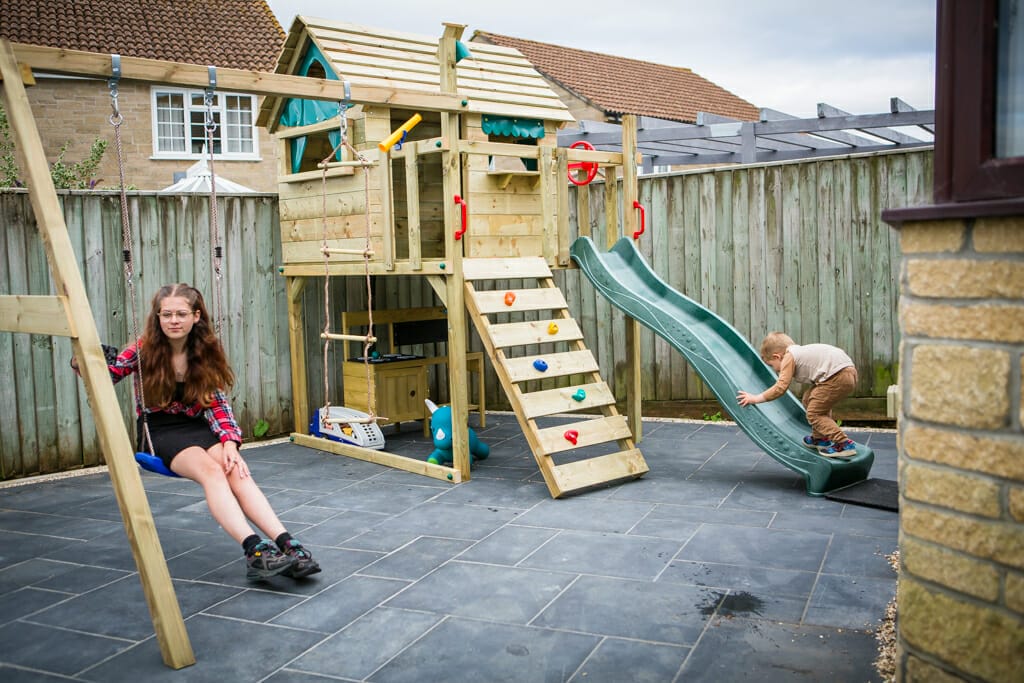 Playhouse and hot sale climbing frame